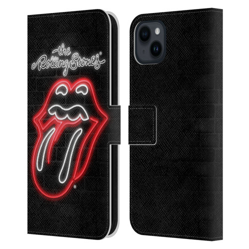 The Rolling Stones Licks Collection Neon Leather Book Wallet Case Cover For Apple iPhone 15 Plus