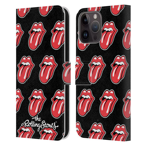 The Rolling Stones Licks Collection Tongue Classic Pattern Leather Book Wallet Case Cover For Apple iPhone 15 Pro Max