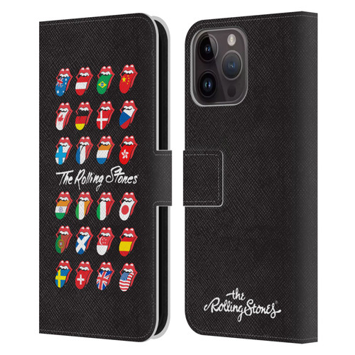The Rolling Stones Licks Collection Flag Poster Leather Book Wallet Case Cover For Apple iPhone 15 Pro Max