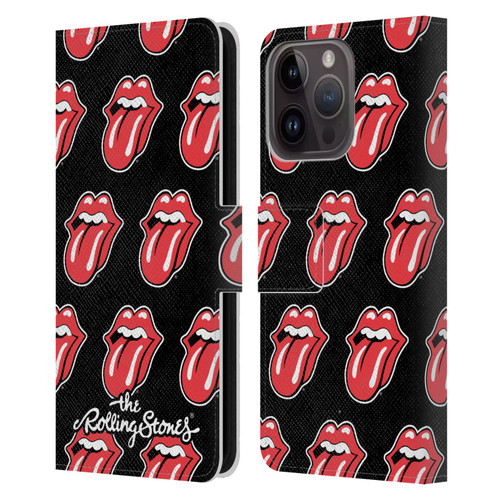 The Rolling Stones Licks Collection Tongue Classic Pattern Leather Book Wallet Case Cover For Apple iPhone 15 Pro