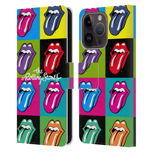 The Rolling Stones Licks Collection Pop Art 1 Leather Book Wallet Case Cover For Apple iPhone 15 Pro