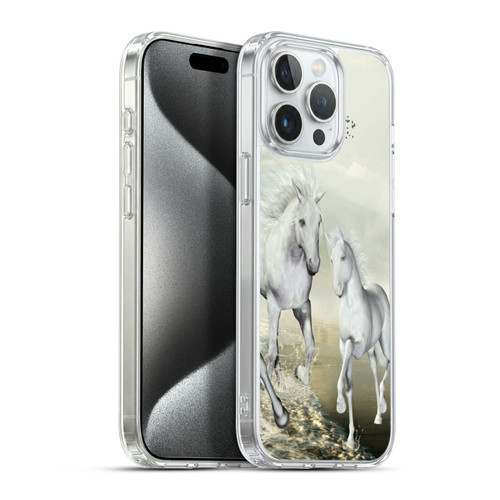 Simone Gatterwe Horses White On The Beach Soft Gel Case for Apple iPhone 15 Pro Max & MagSafe