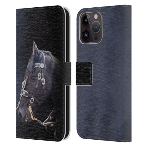 Simone Gatterwe Pegasus And Unicorns Friesian Horse Leather Book Wallet Case Cover For Apple iPhone 15 Pro Max