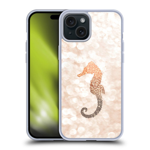 Monika Strigel Champagne Gold Seahorse Soft Gel Case for Apple iPhone 15 Plus
