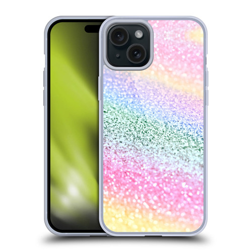 Monika Strigel Glitter Collection Unircorn Rainbow Soft Gel Case for Apple iPhone 15 Plus
