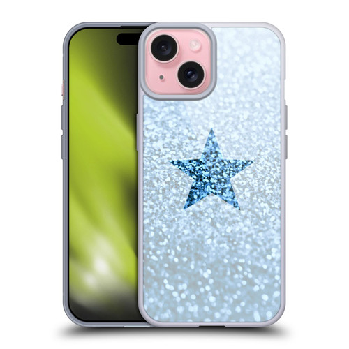 Monika Strigel Glitter Star Pastel Rainy Blue Soft Gel Case for Apple iPhone 15