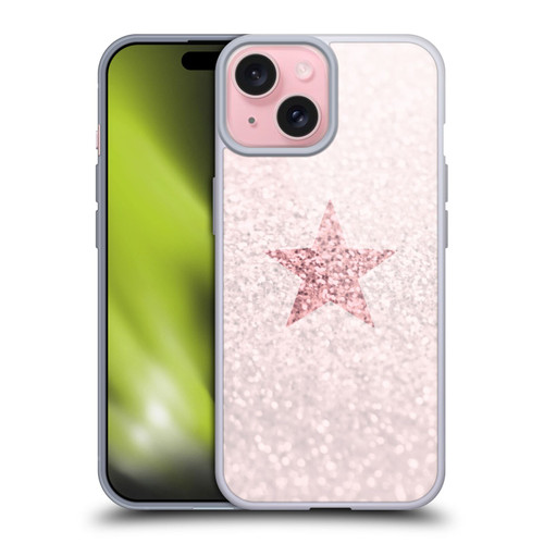Monika Strigel Glitter Star Pastel Rose Pink Soft Gel Case for Apple iPhone 15