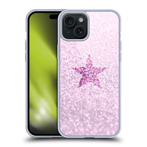 Monika Strigel Glitter Star Pastel Pink Soft Gel Case for Apple iPhone 15 Plus