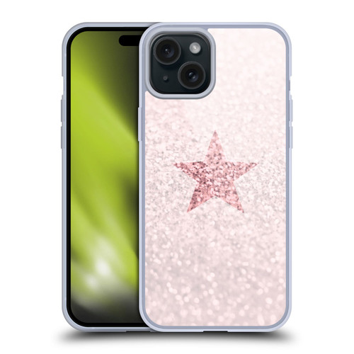 Monika Strigel Glitter Star Pastel Rose Pink Soft Gel Case for Apple iPhone 15 Plus