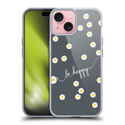 Monika Strigel Happy Daisy Grey Soft Gel Case for Apple iPhone 15