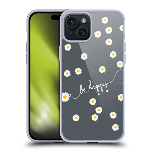 Monika Strigel Happy Daisy Grey Soft Gel Case for Apple iPhone 15 Plus