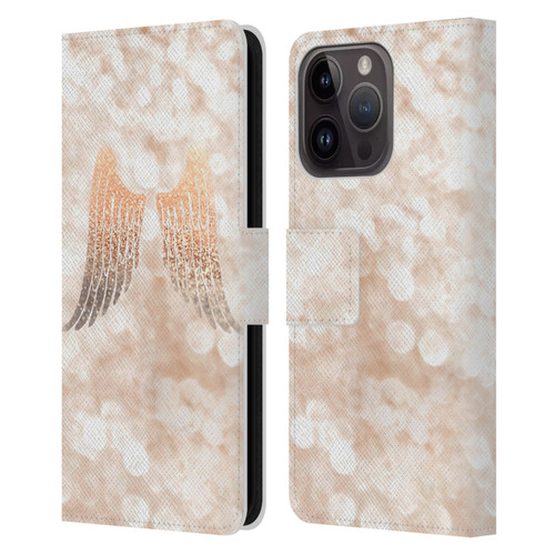 Monika Strigel Champagne Gold Wings Leather Book Wallet Case Cover For Apple iPhone 15 Pro