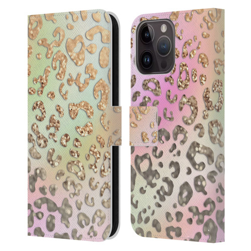 Monika Strigel Dreamland Gold Leopard Leather Book Wallet Case Cover For Apple iPhone 15 Pro Max