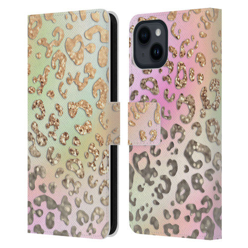 Monika Strigel Dreamland Gold Leopard Leather Book Wallet Case Cover For Apple iPhone 15