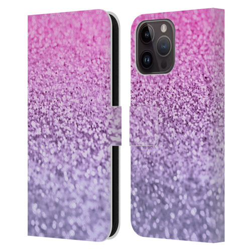 Monika Strigel Glitter Collection Lavender Pink Leather Book Wallet Case Cover For Apple iPhone 15 Pro Max