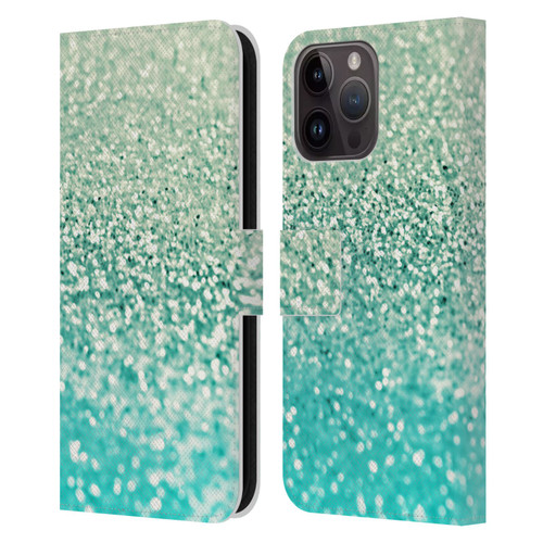 Monika Strigel Glitter Collection Mint Leather Book Wallet Case Cover For Apple iPhone 15 Pro Max