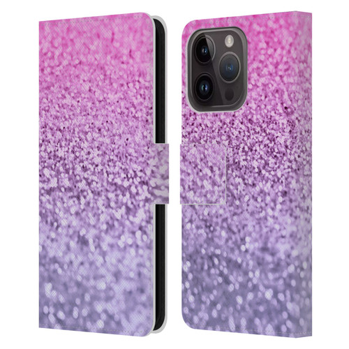 Monika Strigel Glitter Collection Lavender Pink Leather Book Wallet Case Cover For Apple iPhone 15 Pro