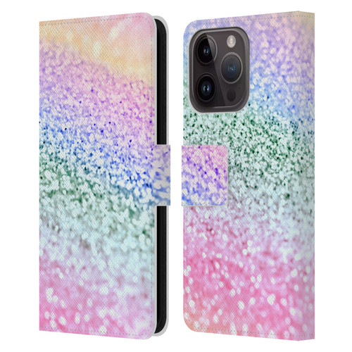 Monika Strigel Glitter Collection Unircorn Rainbow Leather Book Wallet Case Cover For Apple iPhone 15 Pro