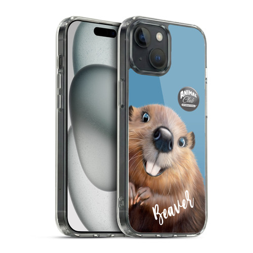 Animal Club International Faces Beaver Soft Gel Case for Apple iPhone 15 & MagSafe