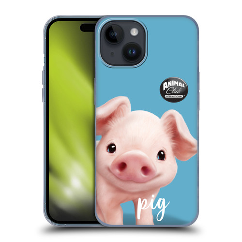 Animal Club International Faces Pig Soft Gel Case for Apple iPhone 15