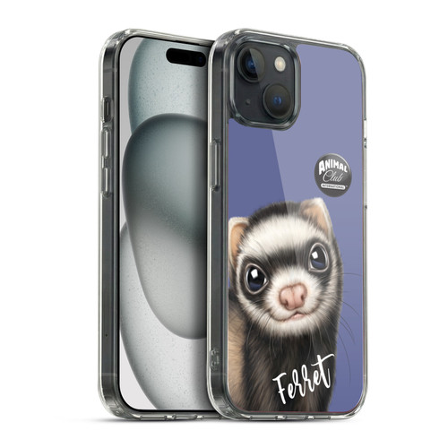 Animal Club International Faces Ferret Soft Gel Case for Apple iPhone 15 Plus & MagSafe