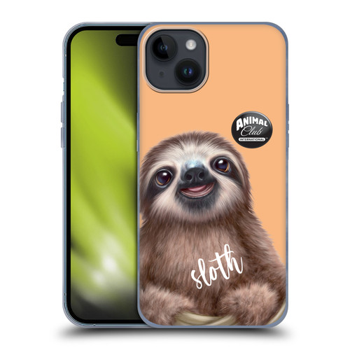 Animal Club International Faces Sloth Soft Gel Case for Apple iPhone 15 Plus