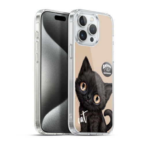 Animal Club International Faces Black Cat Soft Gel Case for Apple iPhone 15 Pro Max & MagSafe