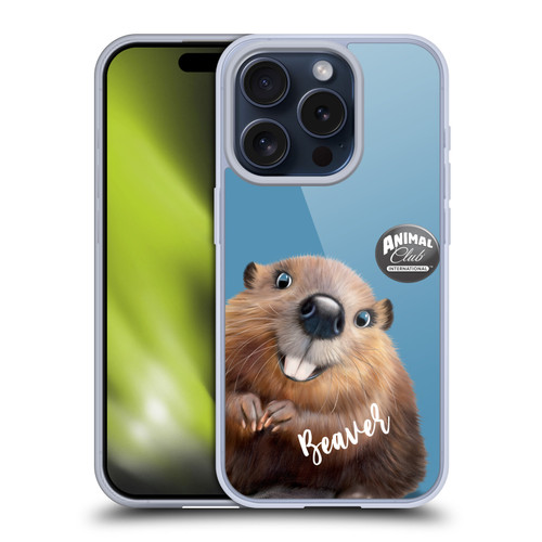 Animal Club International Faces Beaver Soft Gel Case for Apple iPhone 15 Pro & MagSafe
