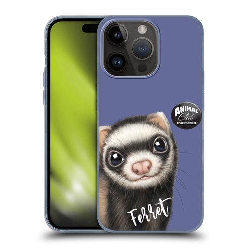 Animal Club International Faces Ferret Soft Gel Case for Apple iPhone 15 Pro