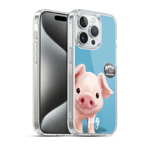 Animal Club International Faces Pig Soft Gel Case for Apple iPhone 15 Pro & MagSafe