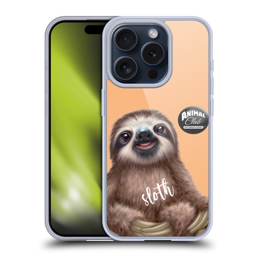 Animal Club International Faces Sloth Soft Gel Case for Apple iPhone 15 Pro & MagSafe