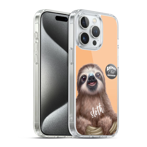 Animal Club International Faces Sloth Soft Gel Case for Apple iPhone 15 Pro & MagSafe