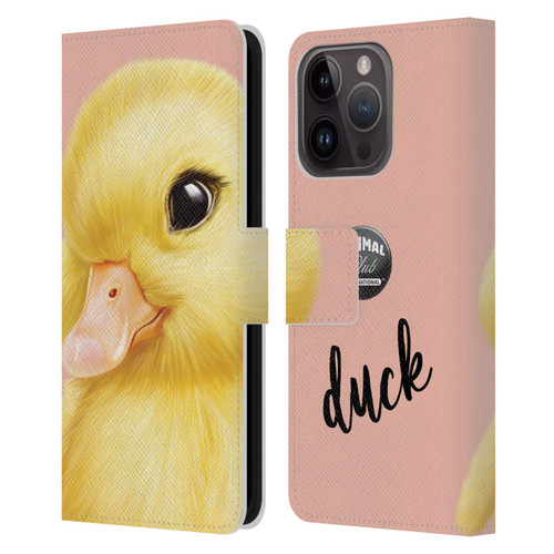 Animal Club International Faces Duck Leather Book Wallet Case Cover For Apple iPhone 15 Pro