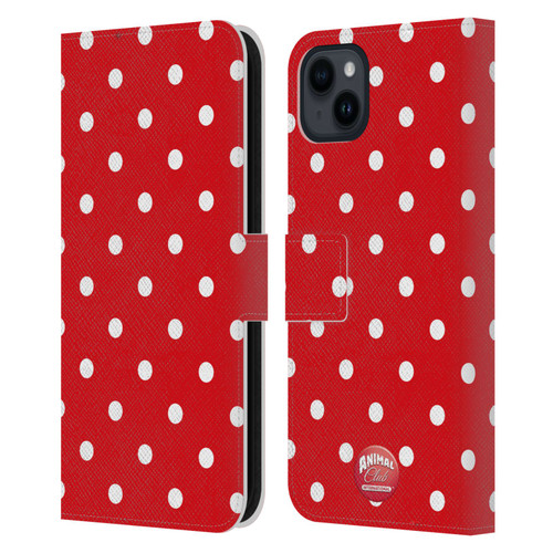 Animal Club International Patterns Polka Dots Red Leather Book Wallet Case Cover For Apple iPhone 15 Plus