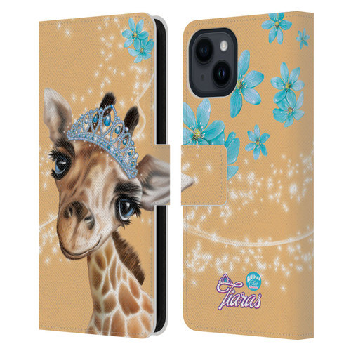 Animal Club International Royal Faces Giraffe Leather Book Wallet Case Cover For Apple iPhone 15