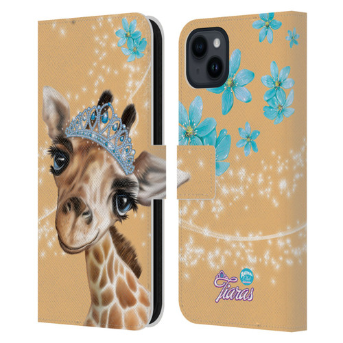 Animal Club International Royal Faces Giraffe Leather Book Wallet Case Cover For Apple iPhone 15 Plus