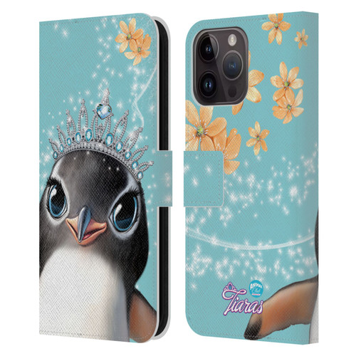 Animal Club International Royal Faces Penguin Leather Book Wallet Case Cover For Apple iPhone 15 Pro Max