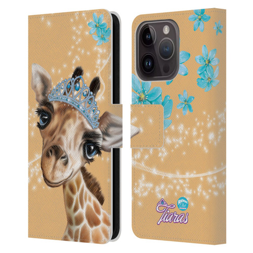 Animal Club International Royal Faces Giraffe Leather Book Wallet Case Cover For Apple iPhone 15 Pro