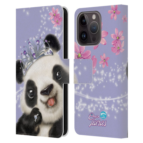 Animal Club International Royal Faces Panda Leather Book Wallet Case Cover For Apple iPhone 15 Pro