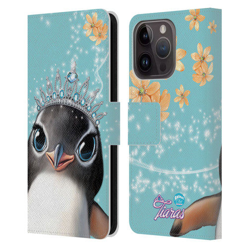 Animal Club International Royal Faces Penguin Leather Book Wallet Case Cover For Apple iPhone 15 Pro