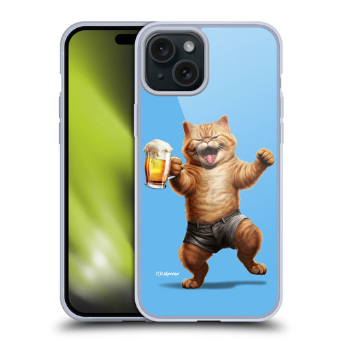P.D. Moreno Furry Fun Artwork Cat Beer Soft Gel Case for Apple iPhone 15 Plus