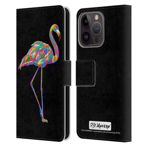 P.D. Moreno Animals Flamingo Leather Book Wallet Case Cover For Apple iPhone 15 Pro
