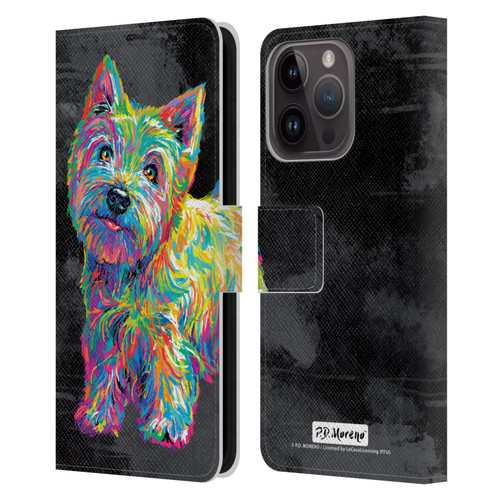 P.D. Moreno Animals II Marvin The Westie Dog Leather Book Wallet Case Cover For Apple iPhone 15 Pro