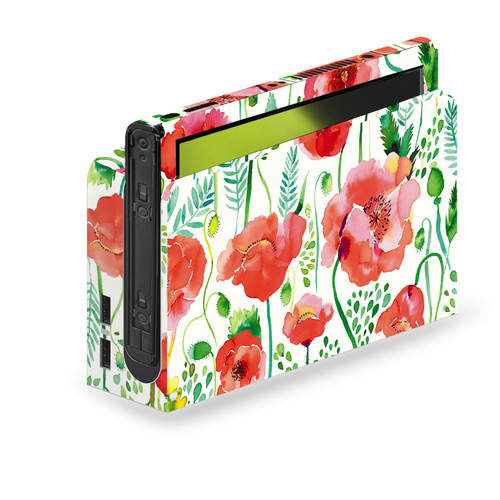 Ninola Art Mix Red Flower Vinyl Sticker Skin Decal Cover for Nintendo Switch OLED Bundle