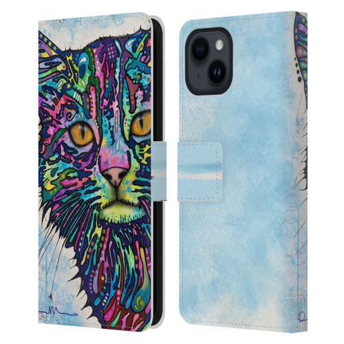 Dean Russo Cats Diligence Leather Book Wallet Case Cover For Apple iPhone 15