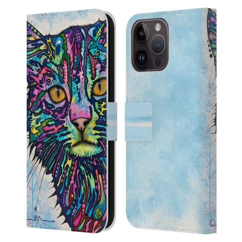 Dean Russo Cats Diligence Leather Book Wallet Case Cover For Apple iPhone 15 Pro Max