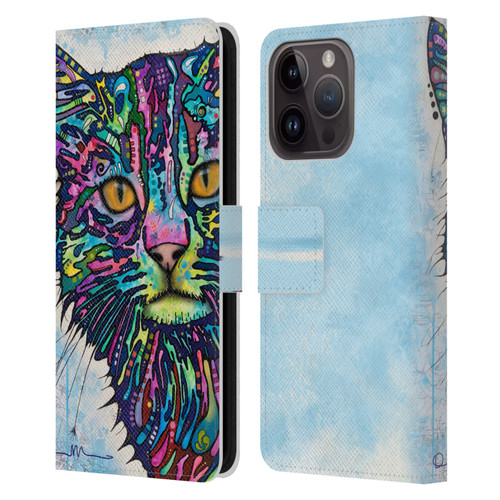 Dean Russo Cats Diligence Leather Book Wallet Case Cover For Apple iPhone 15 Pro