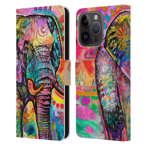 Dean Russo Wildlife 2 Elephant Leather Book Wallet Case Cover For Apple iPhone 15 Pro