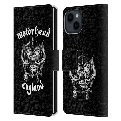 Motorhead Graphics England Leather Book Wallet Case Cover For Apple iPhone 15