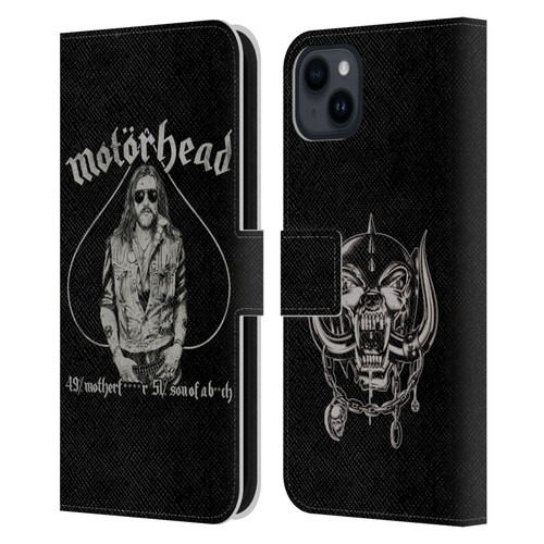 Motorhead Graphics Ace Of Spades Lemmy Leather Book Wallet Case Cover For Apple iPhone 15 Plus